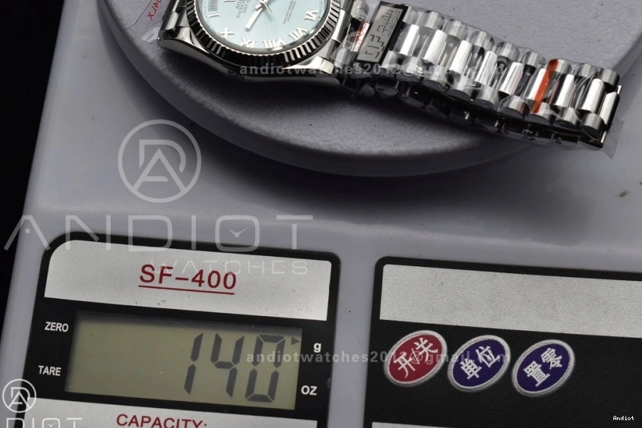 Dial President vr3255 Bracelet Best V5 QF Edition (Gain Weight) 36 Steel DayDate on Light Roman 904L SS Blue 0523